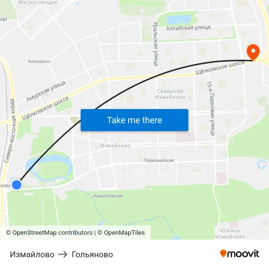 Измайлово to Гольяново map