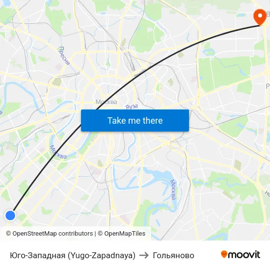 Юго-Западная (Yugo-Zapadnaya) to Гольяново map