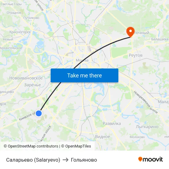 Саларьево (Salaryevo) to Гольяново map