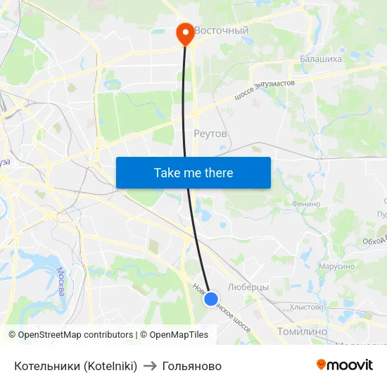 Котельники (Kotelniki) to Гольяново map