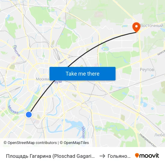 Площадь Гагарина (Ploschad Gagarina) to Гольяново map