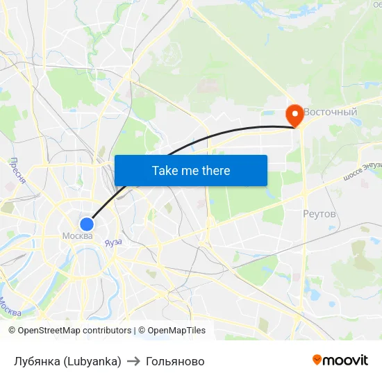 Лубянка (Lubyanka) to Гольяново map