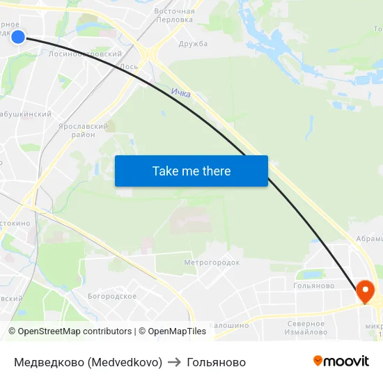 Медведково (Medvedkovo) to Гольяново map