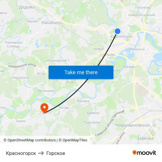 Красногорск to Горское map