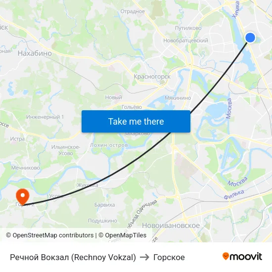 Речной Вокзал (Rechnoy Vokzal) to Горское map
