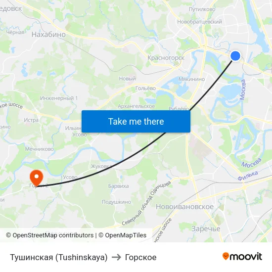 Тушинская (Tushinskaya) to Горское map