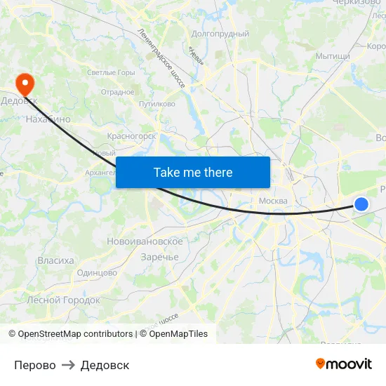 Перово to Дедовск map