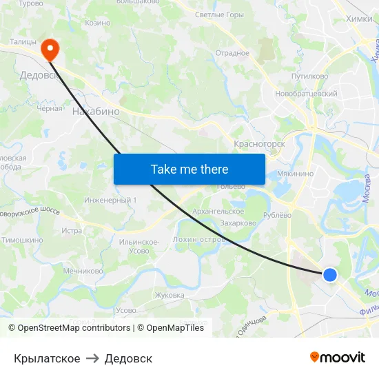 Крылатское to Дедовск map