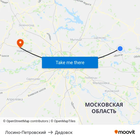 Лосино-Петровский to Дедовск map