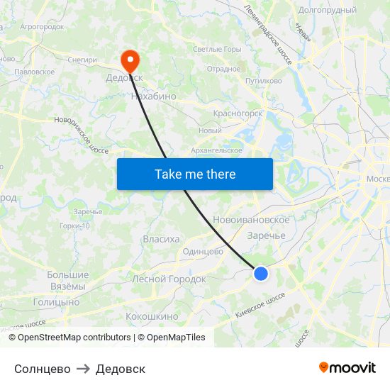 Солнцево to Дедовск map