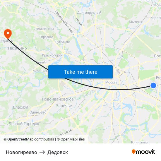 Новогиреево to Дедовск map