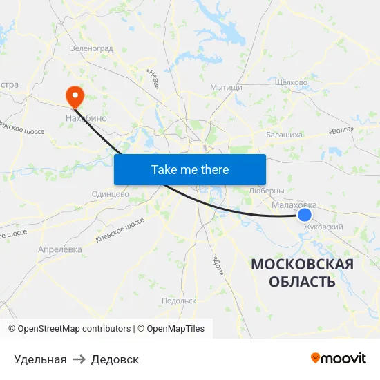 Удельная to Дедовск map