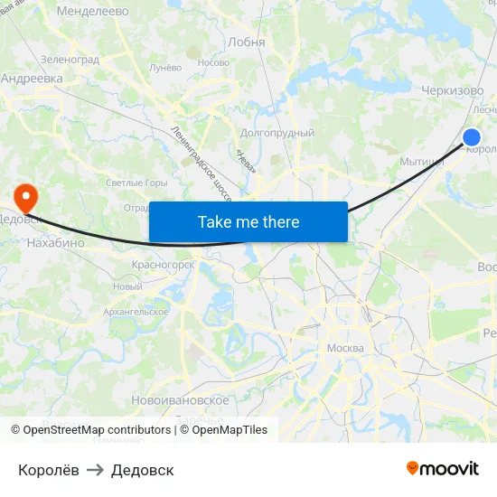 Королёв to Дедовск map