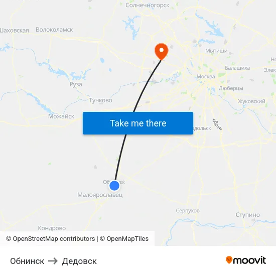 Обнинск to Дедовск map