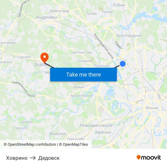 Ховрино to Дедовск map
