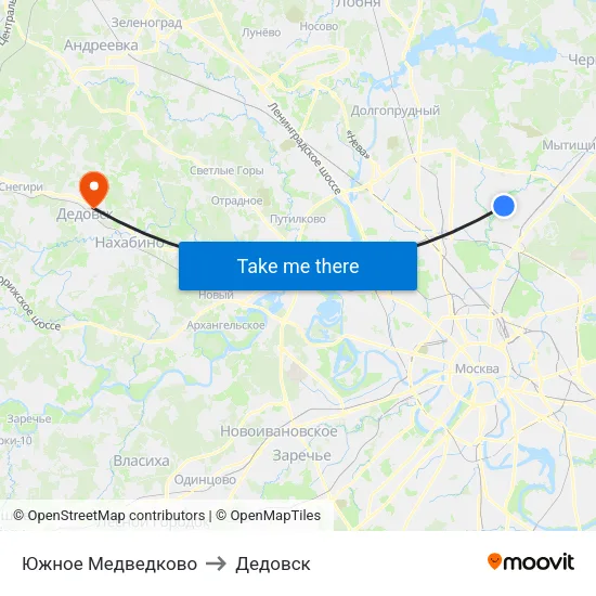 Южное Медведково to Дедовск map
