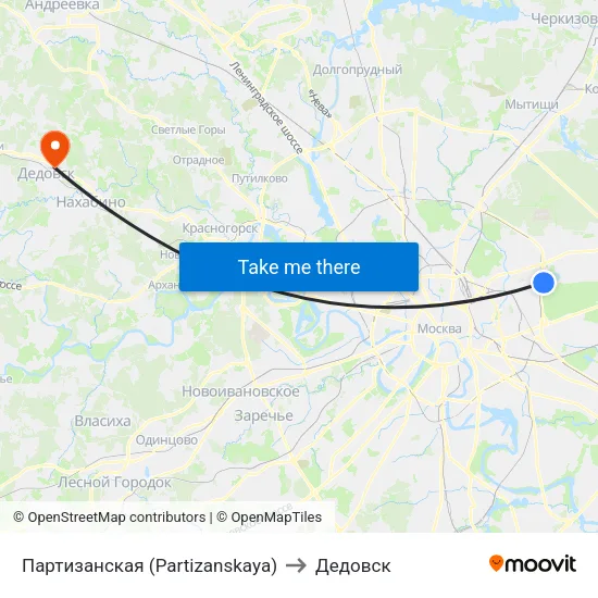 Партизанская (Partizanskaya) to Дедовск map