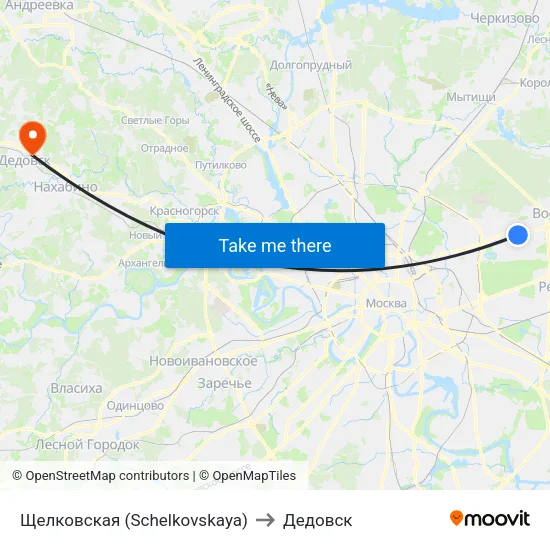 Щелковская (Schelkovskaya) to Дедовск map