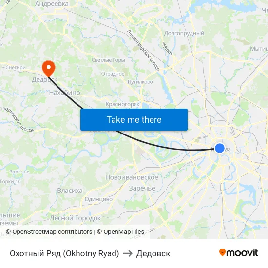Охотный Ряд (Okhotny Ryad) to Дедовск map