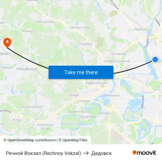 Речной Вокзал (Rechnoy Vokzal) to Дедовск map