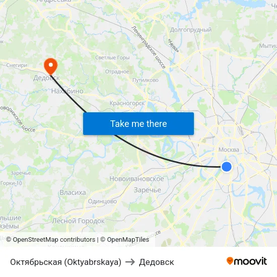 Октябрьская (Oktyabrskaya) to Дедовск map