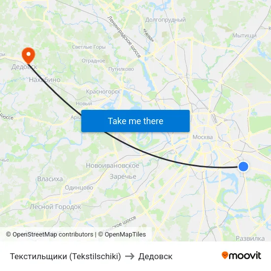 Текстильщики (Tekstilschiki) to Дедовск map