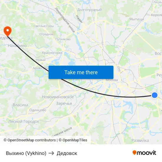 Выхино (Vykhino) to Дедовск map