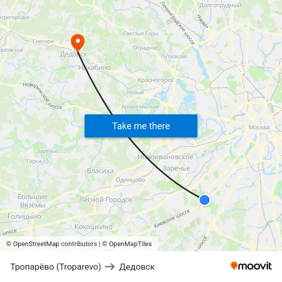 Тропарёво (Troparevo) to Дедовск map