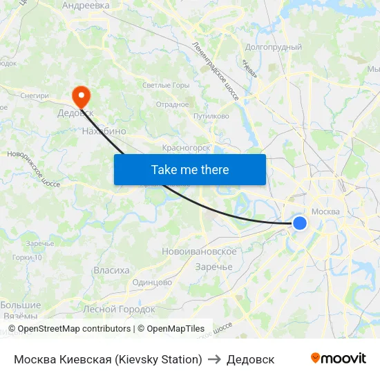Москва Киевская (Kievsky Station) to Дедовск map