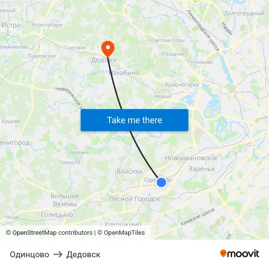 Одинцово to Дедовск map