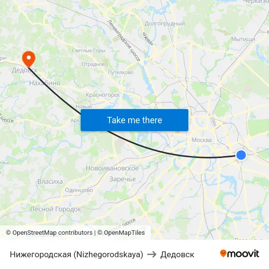 Нижегородская (Nizhegorodskaya) to Дедовск map