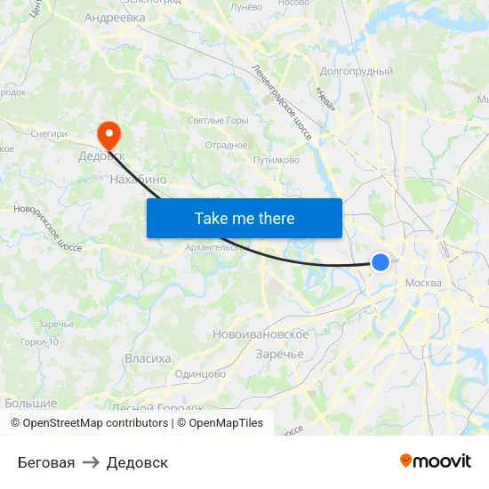 Беговая to Дедовск map