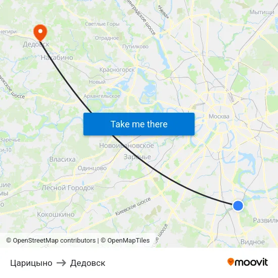 Царицыно to Дедовск map