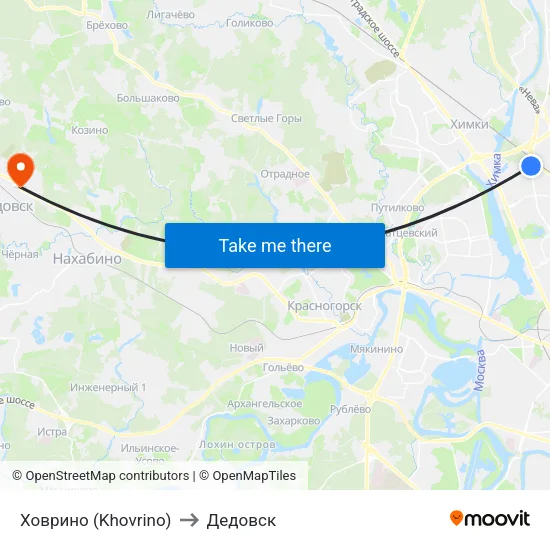 Ховрино (Khovrino) to Дедовск map