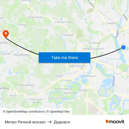 Метро Речной вокзал to Дедовск map