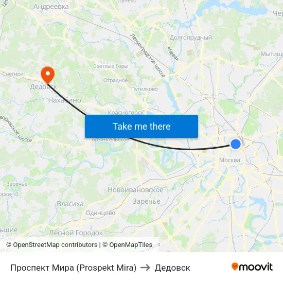 Проспект Мира (Prospekt Mira) to Дедовск map