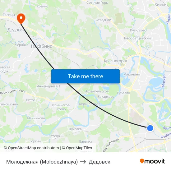 Молодежная (Molodezhnaya) to Дедовск map