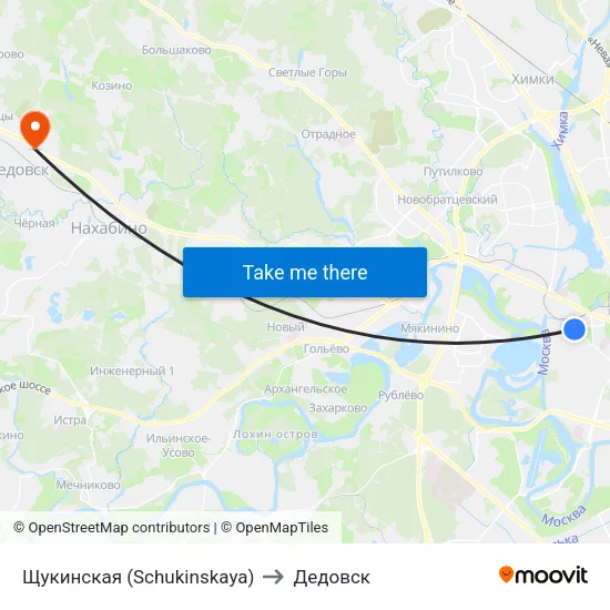 Щукинская (Schukinskaya) to Дедовск map