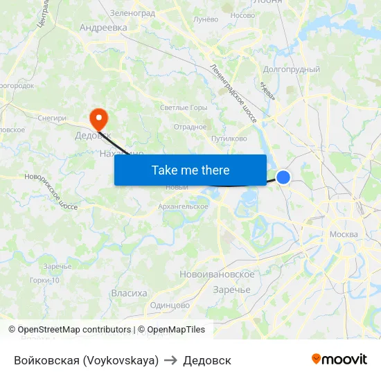Войковская (Voykovskaya) to Дедовск map