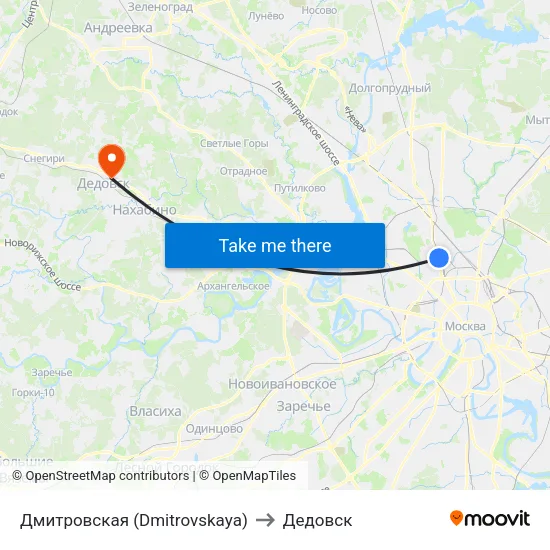 Дмитровская (Dmitrovskaya) to Дедовск map
