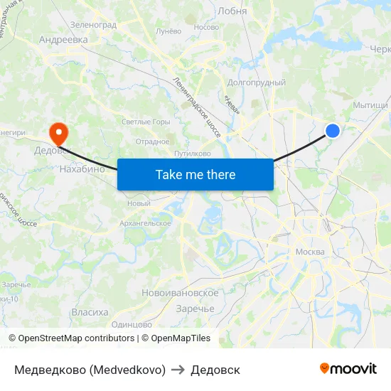 Медведково (Medvedkovo) to Дедовск map