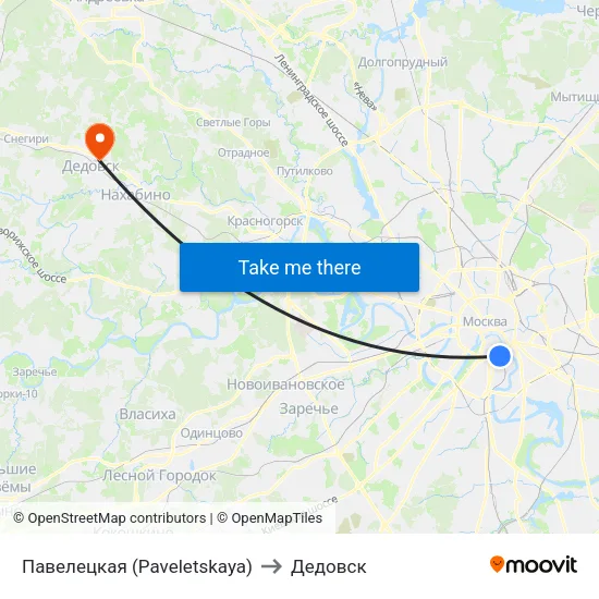 Павелецкая (Paveletskaya) to Дедовск map