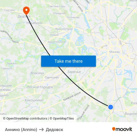 Аннино (Annino) to Дедовск map