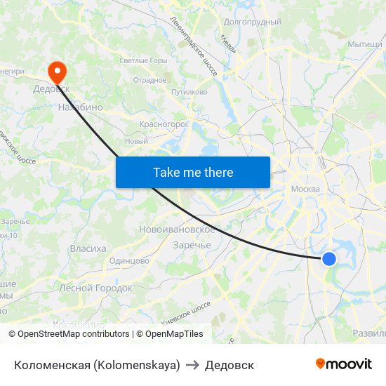 Коломенская (Kolomenskaya) to Дедовск map