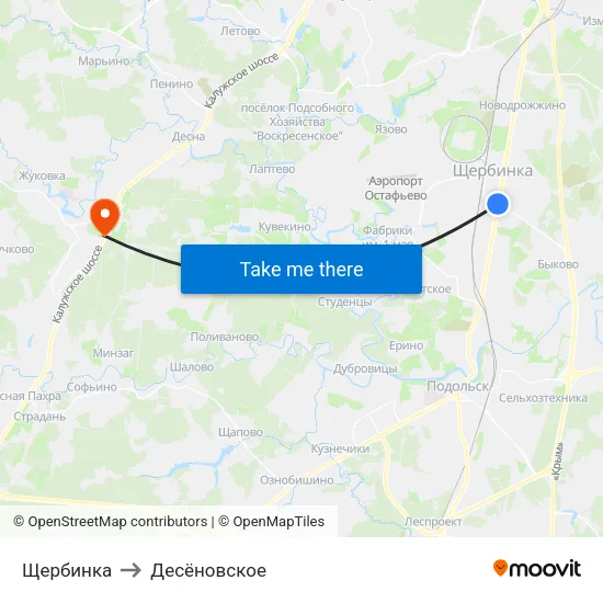 Щербинка to Десёновское map