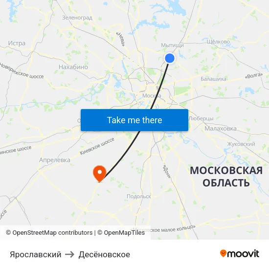 Ярославский to Десёновское map