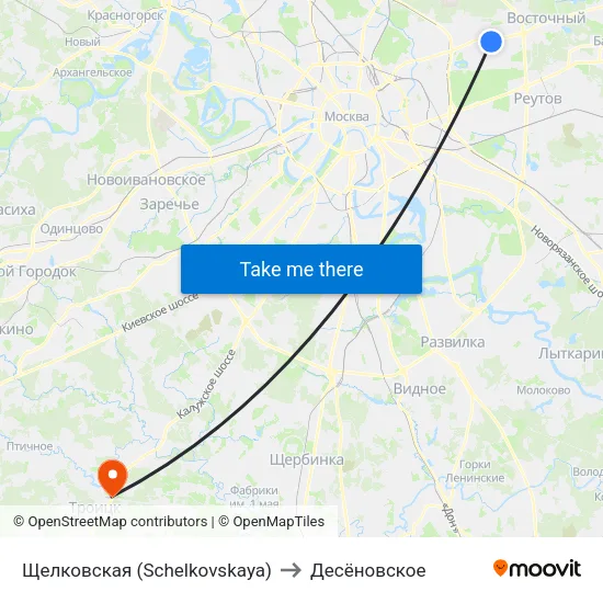 Щелковская (Schelkovskaya) to Десёновское map