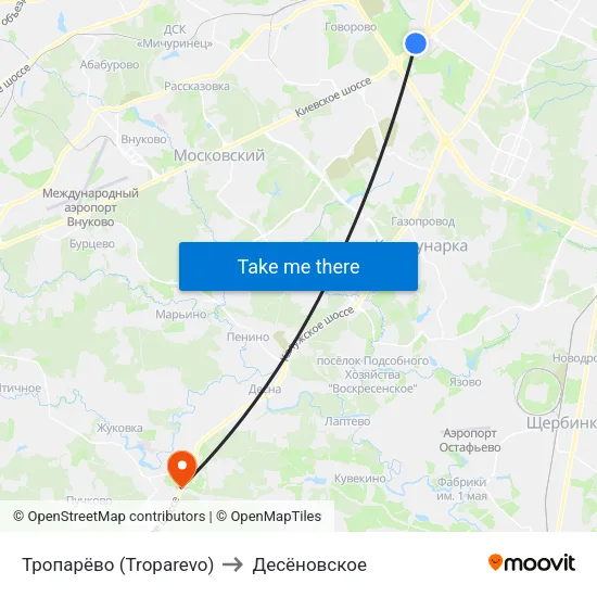 Тропарёво (Troparevo) to Десёновское map