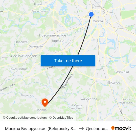 Москва Белорусская (Belorussky Station) to Десёновское map