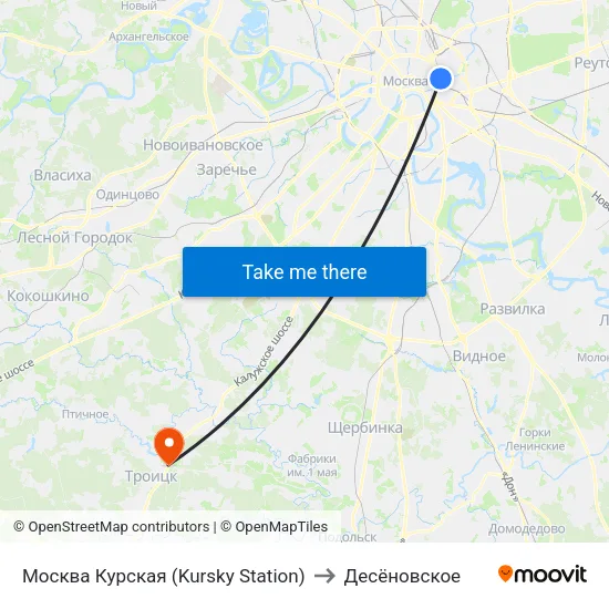 Москва Курская (Kursky Station) to Десёновское map